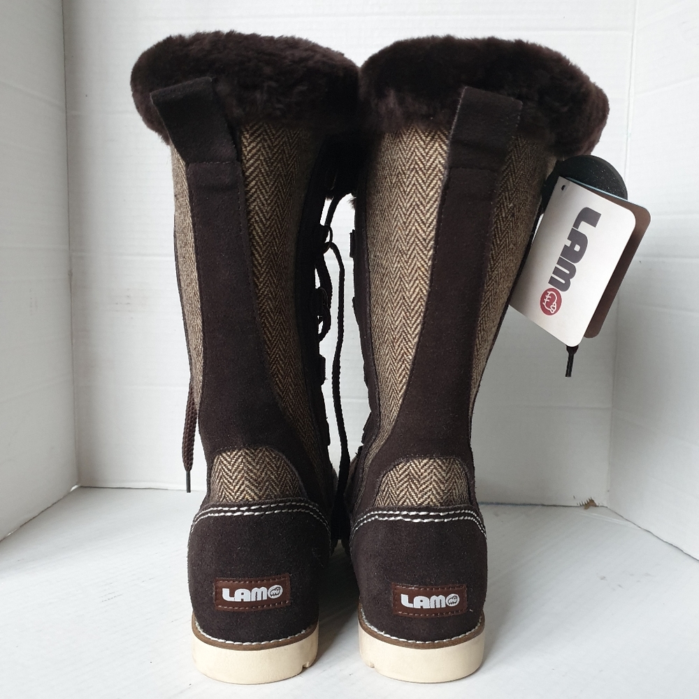Lamo Wm Harper Premium Choc Brown Suede & Sheepskin Lined Tall Winter Boots 6-7 - Picture 5 of 16